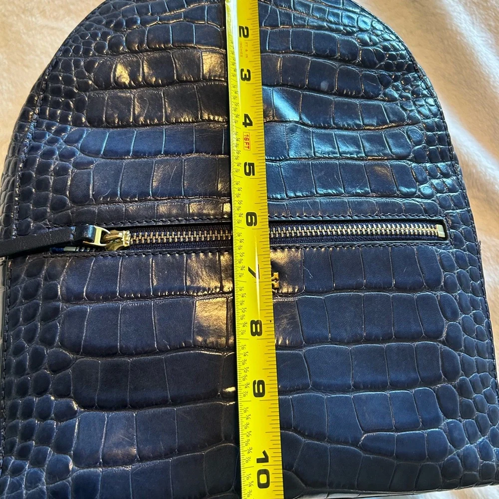 Tory Burch(AUTHENTIC) • Blue Croc-Embossed Backpack • - Picture 4 of 13